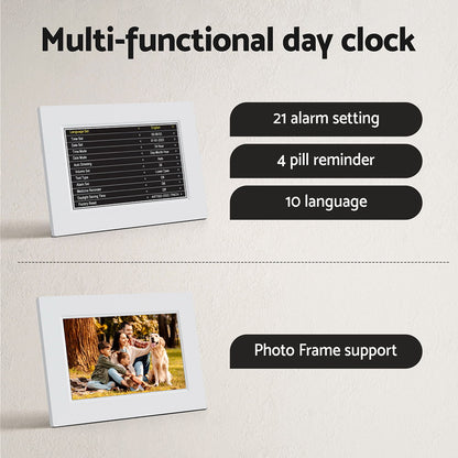 Artiss 8" Digital Day Clock Calendar Alarm White