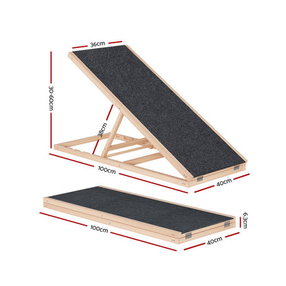 i.Pet Dog Ramp 100cm Adjustable Height, Foldable