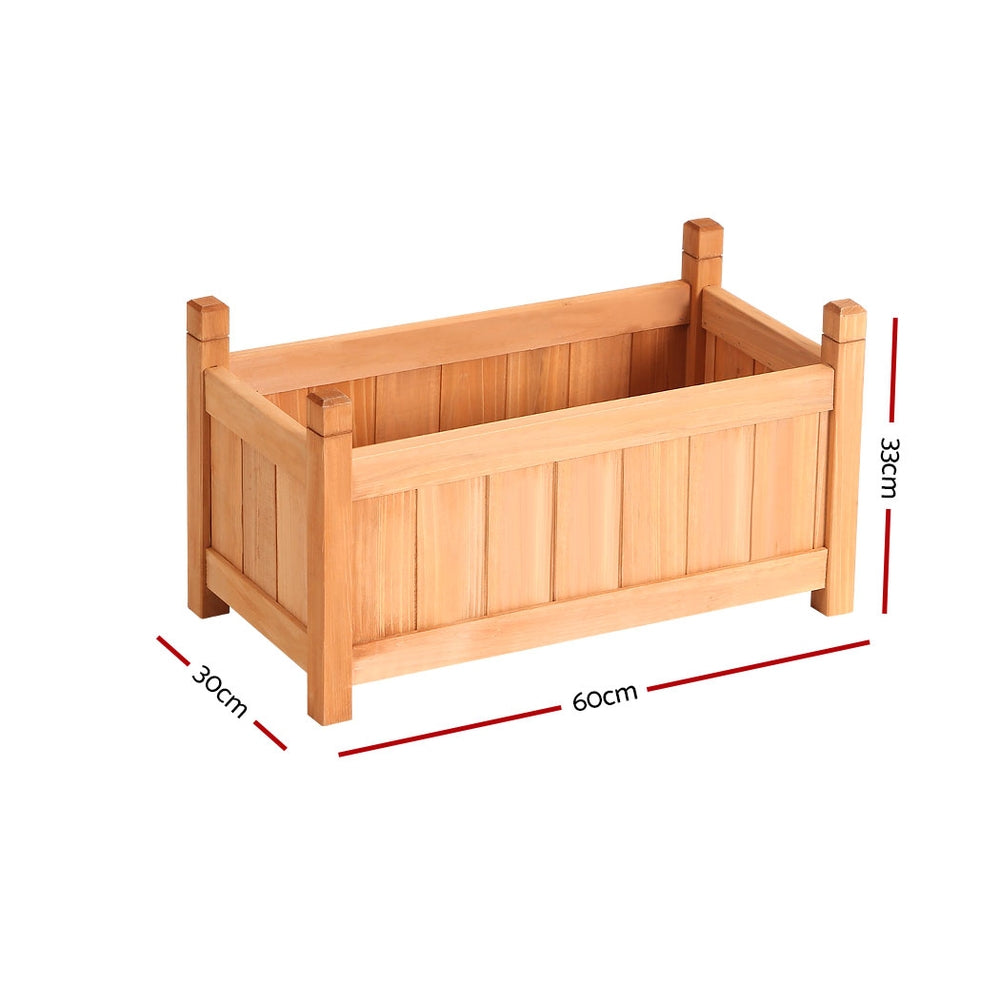 Green Fingers Garden Bed 60x30x33cm Wooden Planter Box Raised Container Growing