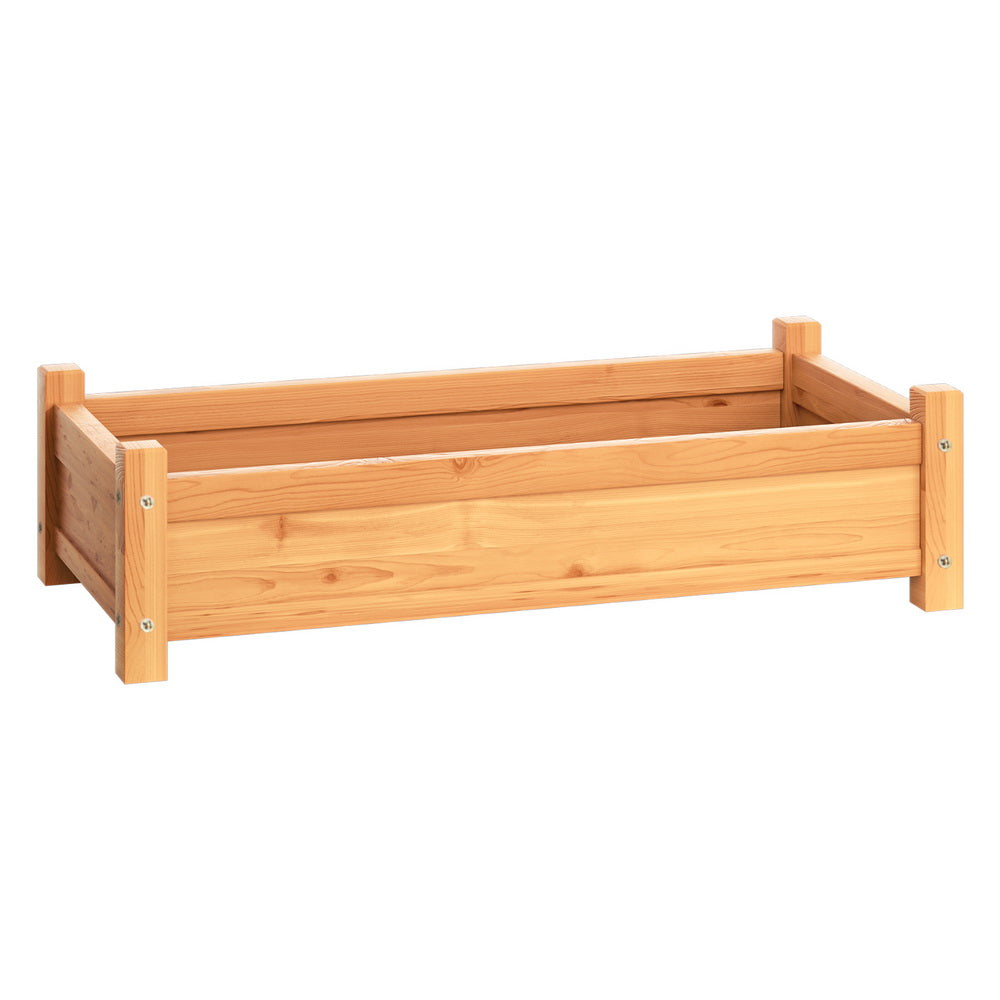 Green Fingers Garden Bed 65x33x16cm Wooden Planter Box Raised Container Growing