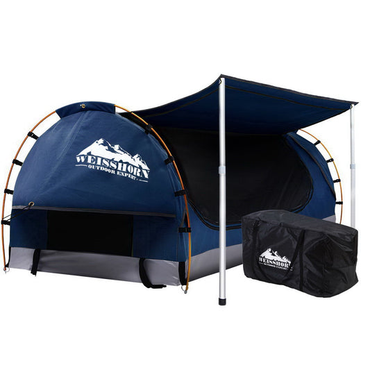 Weisshorn Double Camping Swag Canvas Free Standing Dome Tent Dark Blue