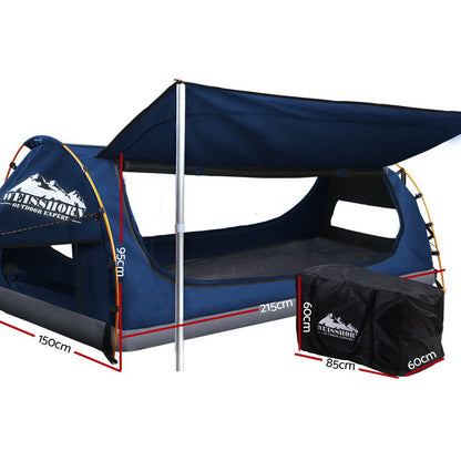 Weisshorn Double Camping Swag Canvas Free Standing Dome Tent Dark Blue