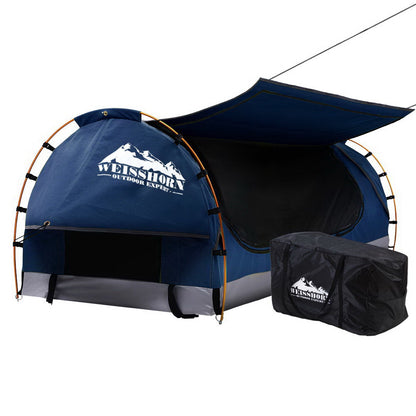 Weisshorn King Single Camping Swag Canvas Free Standing Dome Tent Blue