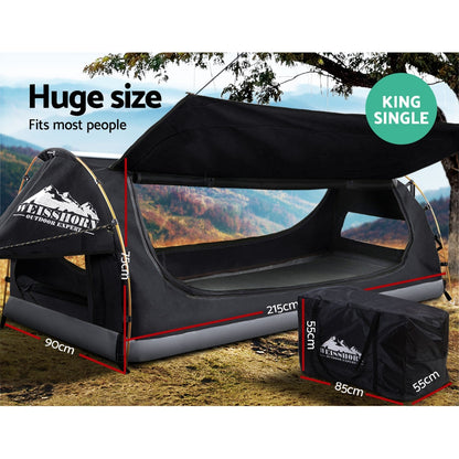 Weisshorn King Single Camping Swag Canvas Free Standing Dome Tent Grey