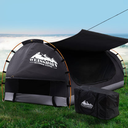 Weisshorn King Single Camping Swag Canvas Free Standing Dome Tent Grey