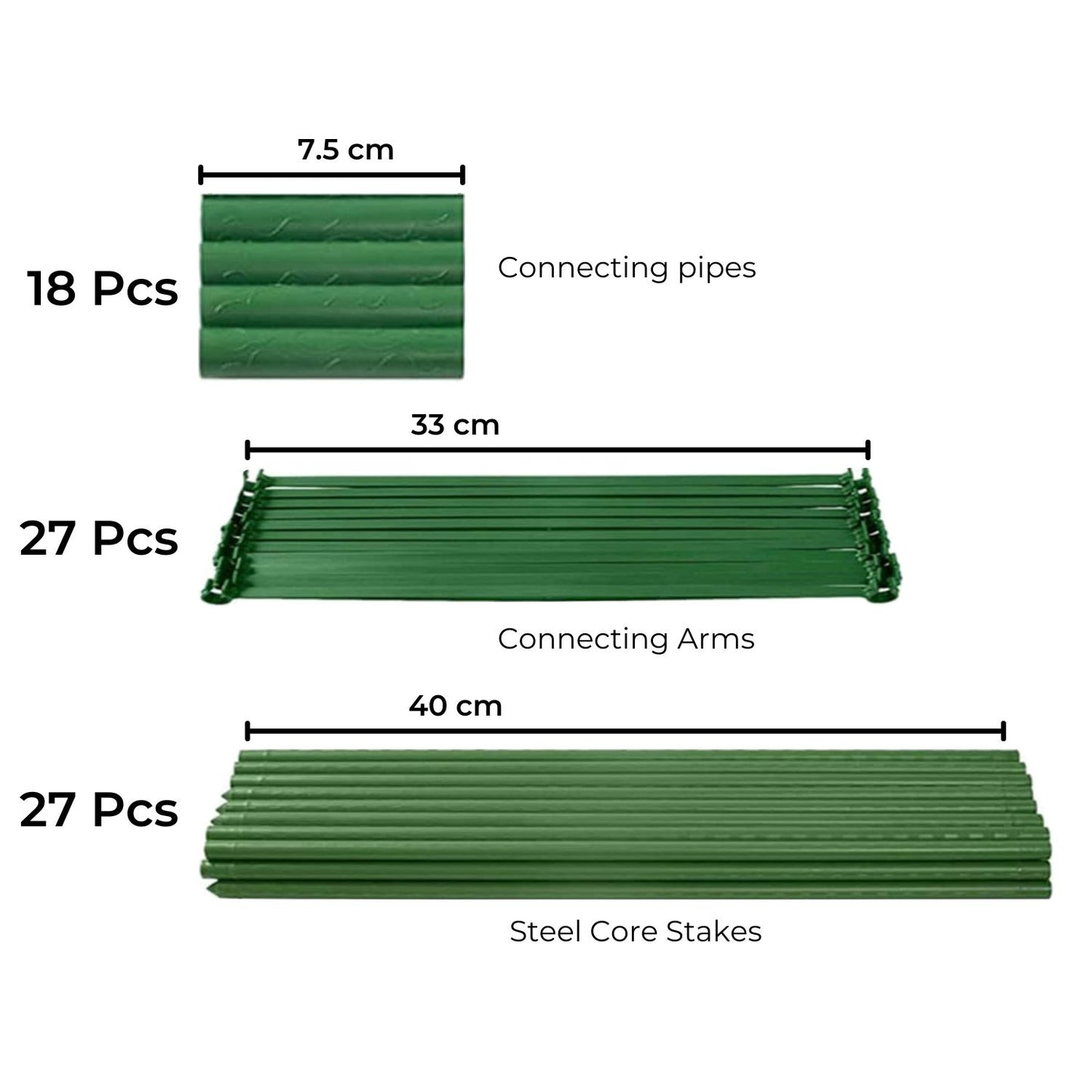 NOVEDEN 3 Sets Tomato Supports Cages with 20 Clips 50 Twist Tie and 30meters Rope (Green)