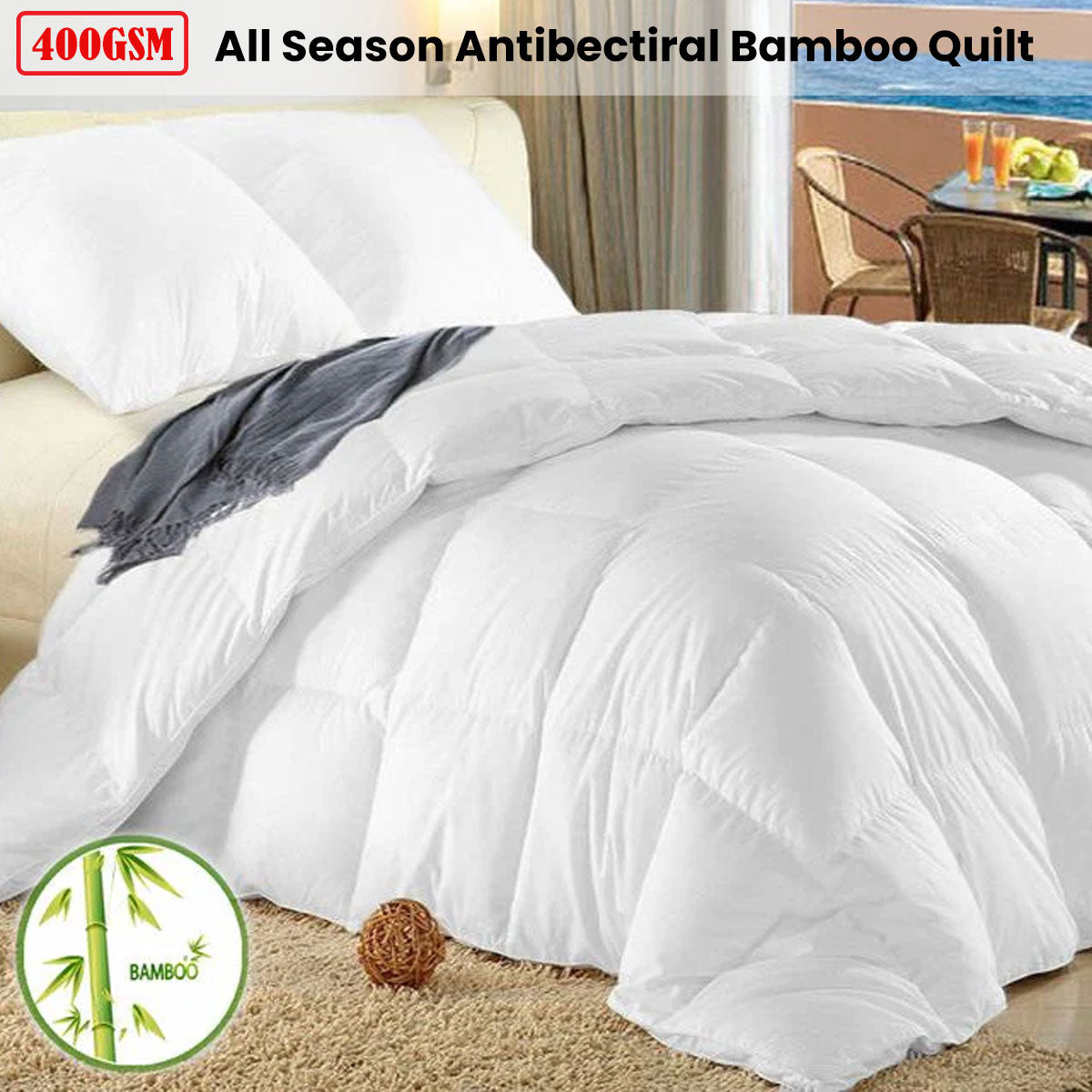 Ramesses 400GSM All Season Antibacterial Bamboo Quilt Queen