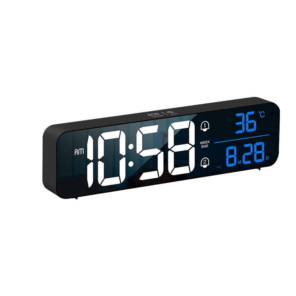 GOMINIMO Digital Alarm Clock Mirrored Rechargeable Black