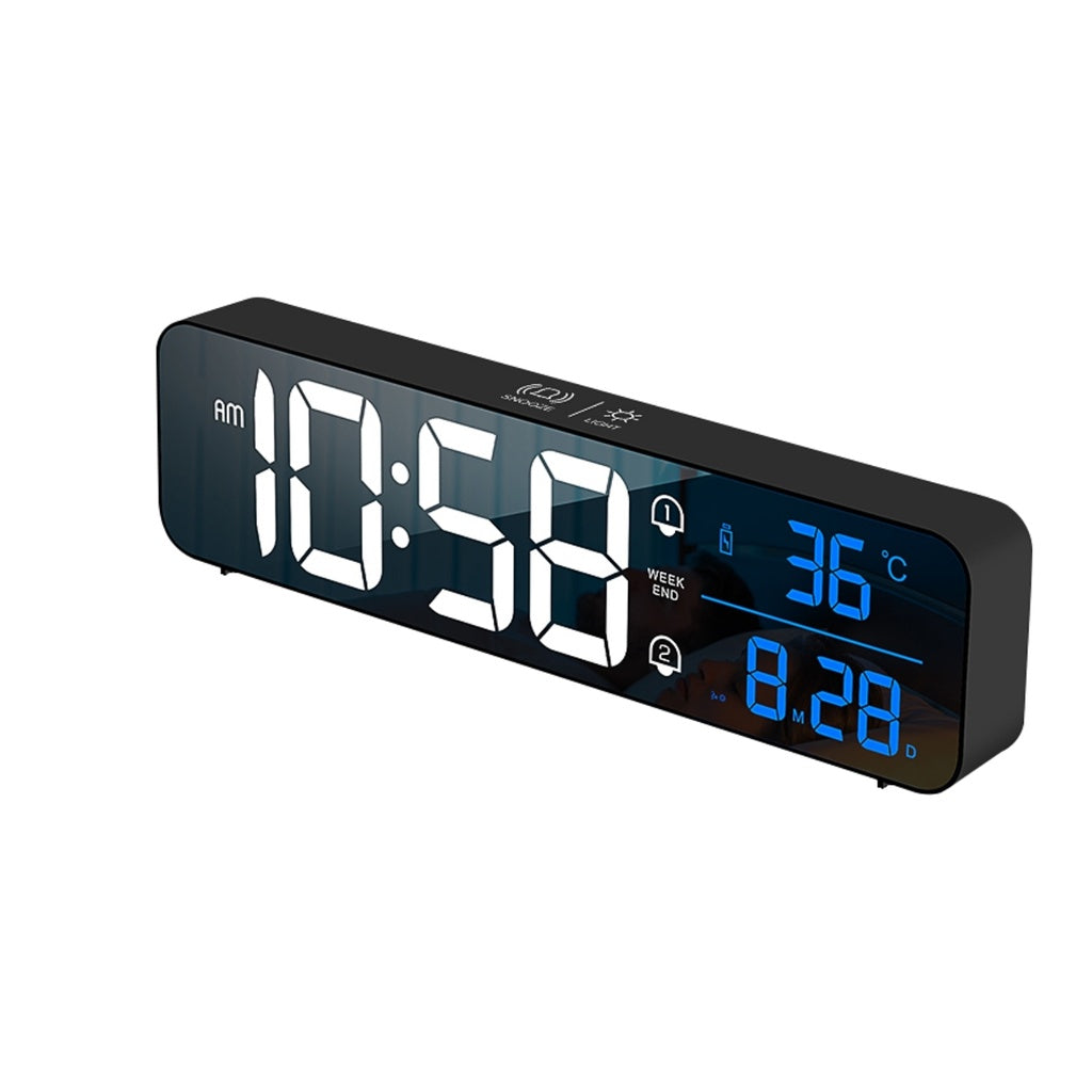 GOMINIMO Digital Alarm Clock Mirrored Rechargeable Black