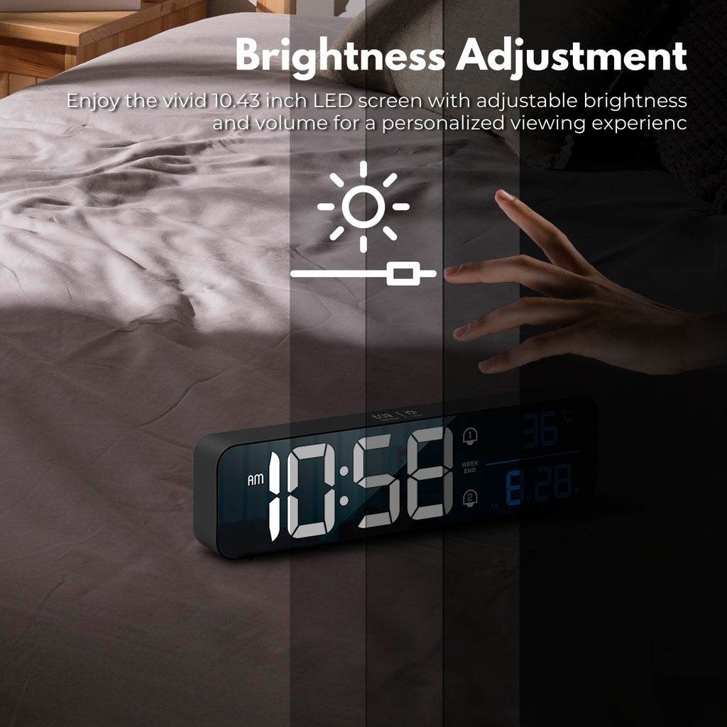 GOMINIMO Digital Alarm Clock Mirrored Rechargeable Black