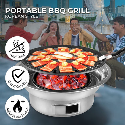 KILIROO Multifunctional Camping Charcoal BBQ Grill Stove (Silver)